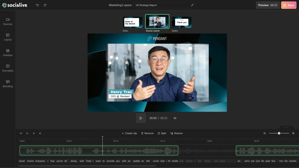 Thought leadership in Socialive's AI-powered video editor